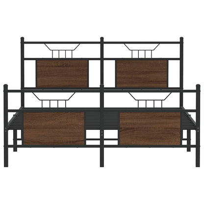 Bed Frame without Mattress Brown Oak 150x200 cm King Size Engineered Wood