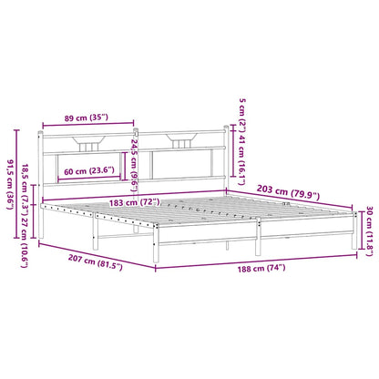 Bed Frame without Mattress Smoked Oak 183x203 cm Engineered Wood