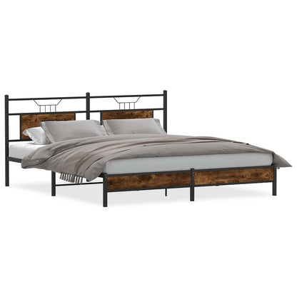 Bed Frame without Mattress Smoked Oak 183x213 cm Engineered Wood