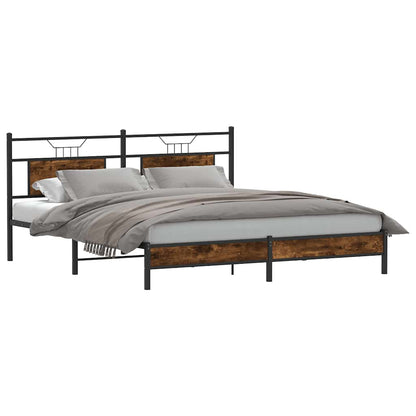 Bed Frame without Mattress Smoked Oak 183x213 cm Engineered Wood
