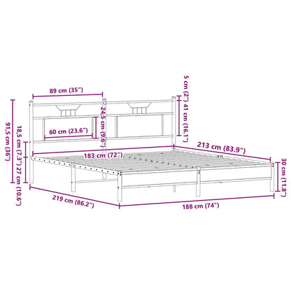 Bed Frame without Mattress Smoked Oak 183x213 cm Engineered Wood