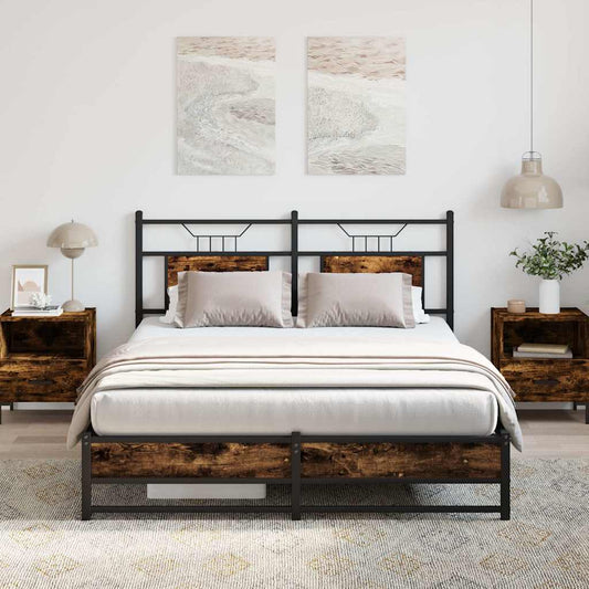 Bed Frame without Mattress Smoked Oak 140x200 cm Engineered Wood