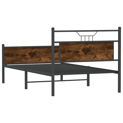 Bed Frame without Mattress Smoked Oak 100x190 cm Engineered Wood
