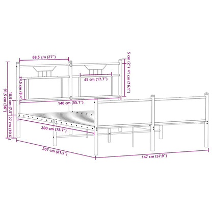Bed Frame without Mattress Smoked Oak 140x200 cm Engineered Wood