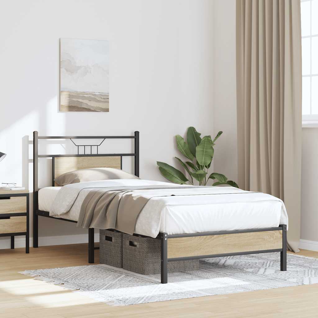 Bed Frame without Mattress Sonoma Oak 90x200 cm Engineered Wood