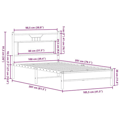 Bed Frame without Mattress Sonoma Oak 100x200 cm Engineered Wood