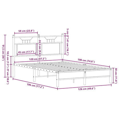 Bed Frame without Mattress Sonoma Oak 120x190 cm Small Double Engineered Wood