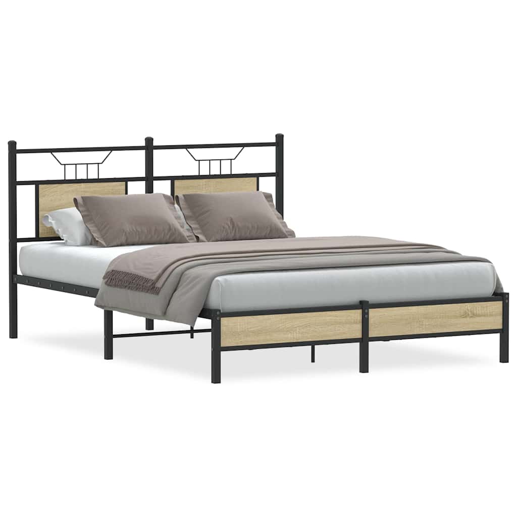 Bed Frame without Mattress Sonoma Oak 140x190 cm Engineered Wood