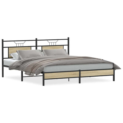 Bed Frame without Mattress Sonoma Oak 183x213 cm Engineered Wood