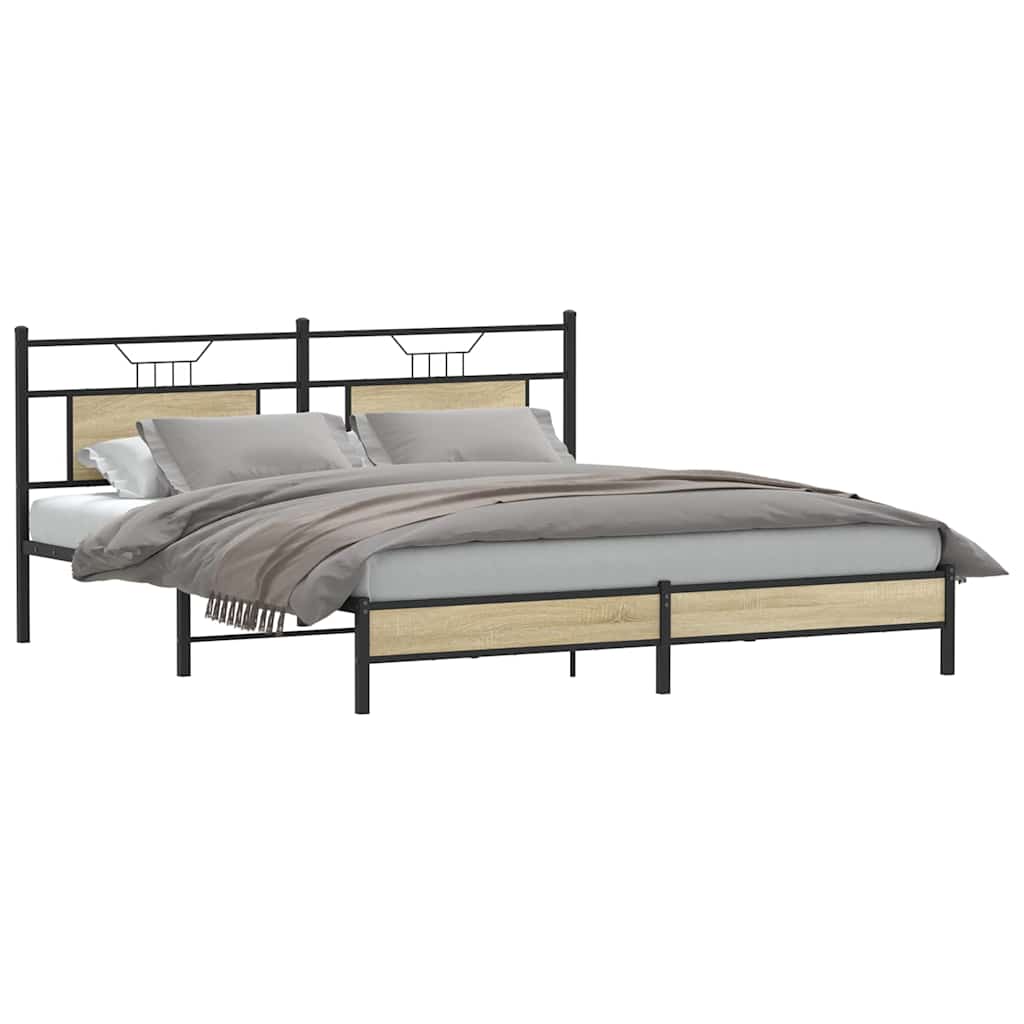 Bed Frame without Mattress Sonoma Oak 183x213 cm Engineered Wood