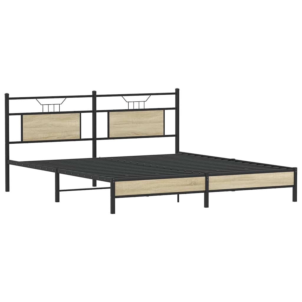 Bed Frame without Mattress Sonoma Oak 183x213 cm Engineered Wood