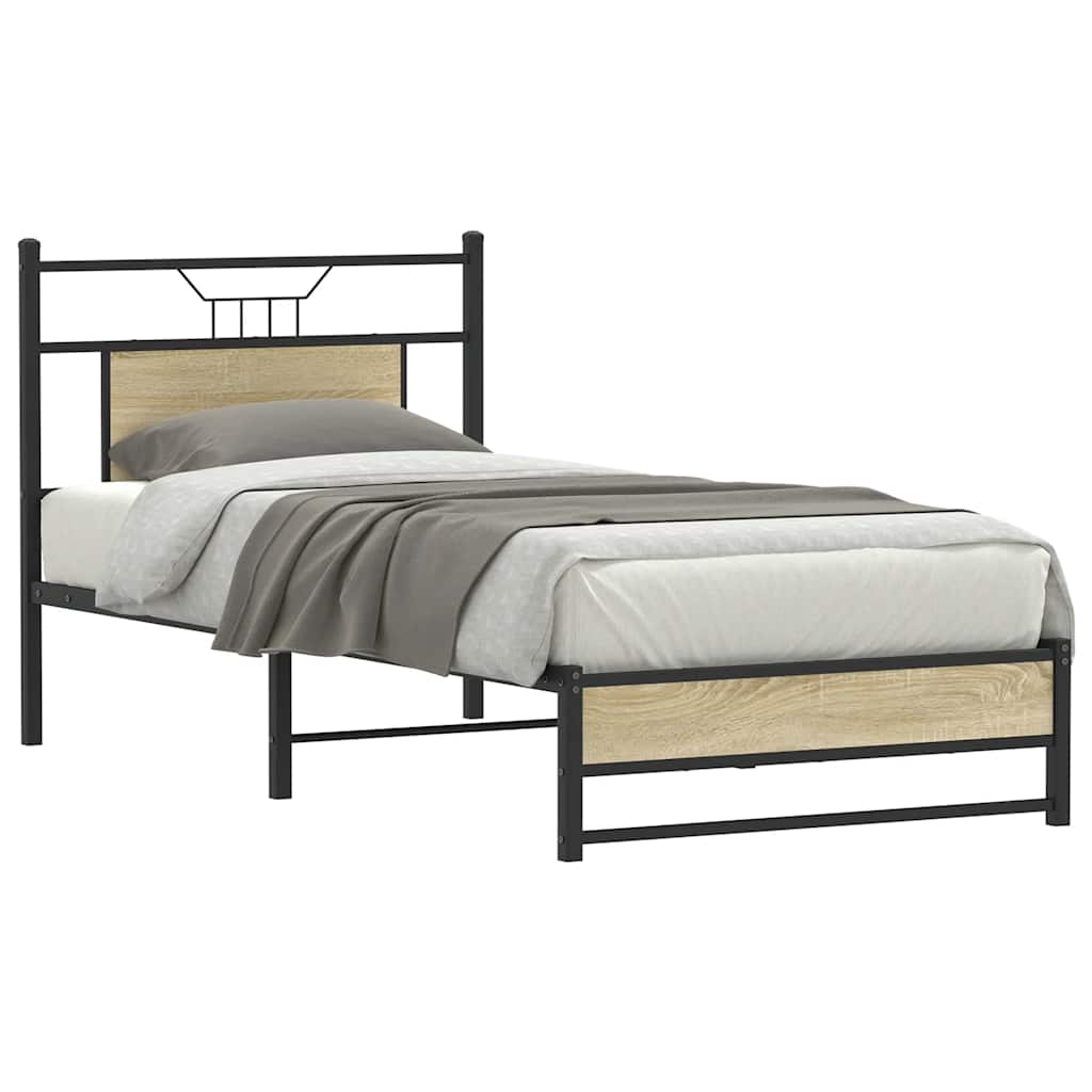 Bed Frame without Mattress Sonoma Oak 80x200 cm Engineered Wood
