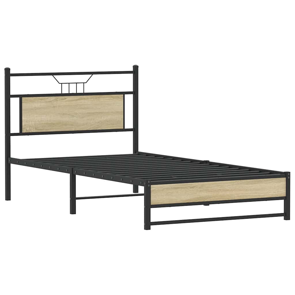 Bed Frame without Mattress Sonoma Oak 100x190 cm Engineered Wood