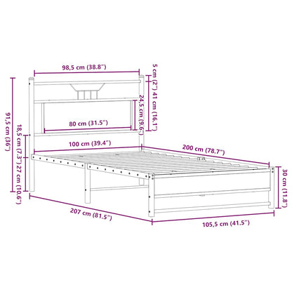 Bed Frame without Mattress Sonoma Oak 100x200 cm Engineered Wood