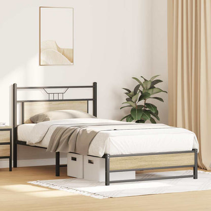 Bed Frame without Mattress Sonoma Oak 107x203 cm Engineered Wood
