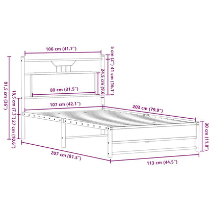 Bed Frame without Mattress Sonoma Oak 107x203 cm Engineered Wood