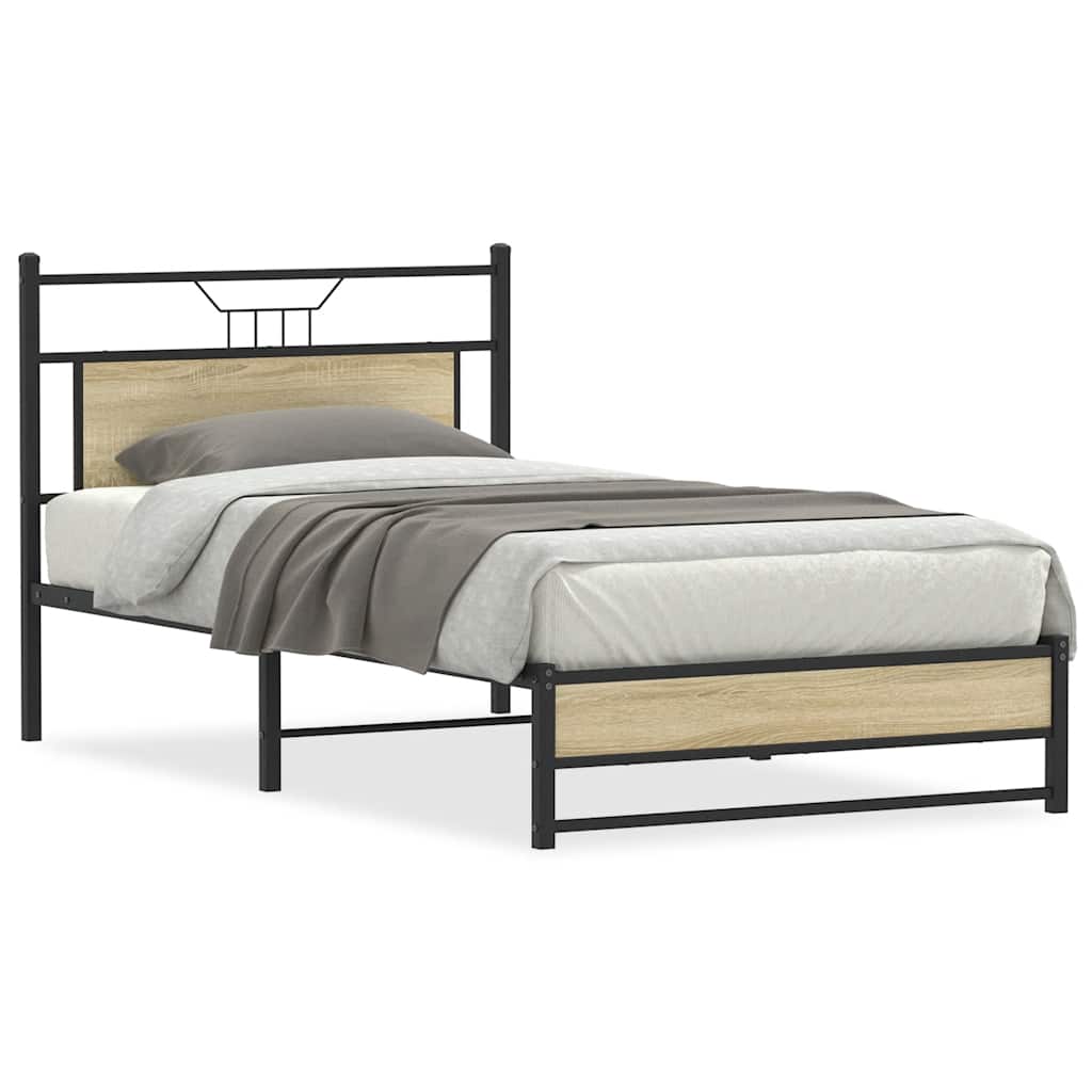Bed Frame without Mattress Sonoma Oak 107x203 cm Engineered Wood