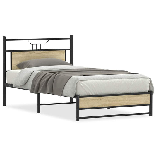 Bed Frame without Mattress Sonoma Oak 107x203 cm Engineered Wood