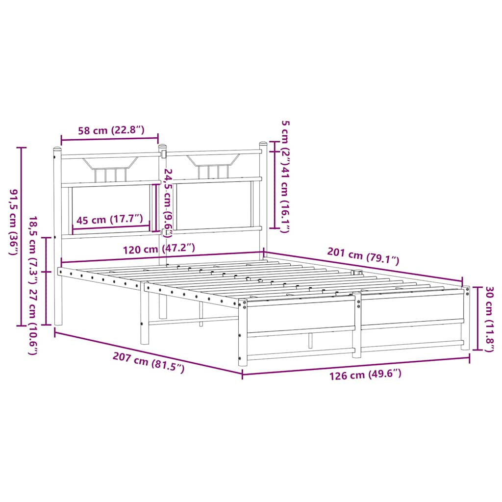 Bed Frame without Mattress Sonoma Oak 120x200 cm Engineered Wood