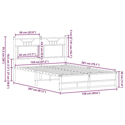 Bed Frame without Mattress Sonoma Oak 120x200 cm Engineered Wood
