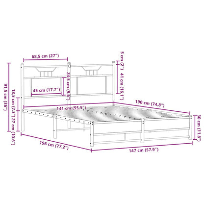 Bed Frame without Mattress Sonoma Oak 140x190 cm Engineered Wood