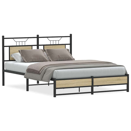 Bed Frame without Mattress Sonoma Oak 140x200 cm Engineered Wood