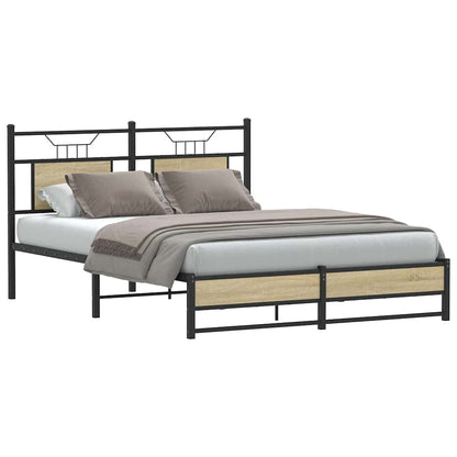 Bed Frame without Mattress Sonoma Oak 150x200 cm King Size Engineered Wood