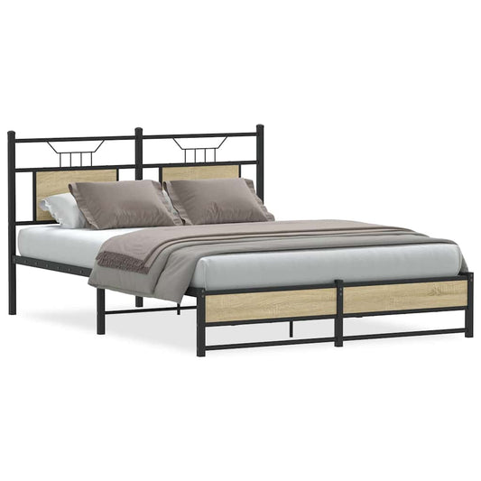 Bed Frame without Mattress Sonoma Oak 150x200 cm King Size Engineered Wood