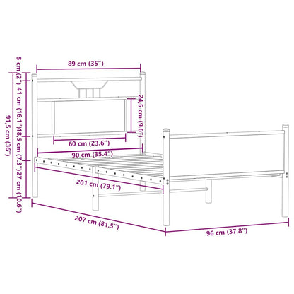 Bed Frame without Mattress Sonoma Oak 90x200 cm Engineered Wood