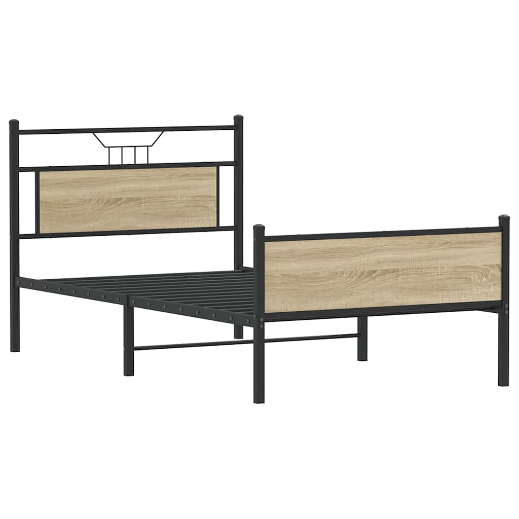 Bed Frame without Mattress Sonoma Oak 100x190 cm Engineered Wood