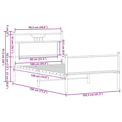 Bed Frame without Mattress Sonoma Oak 100x190 cm Engineered Wood