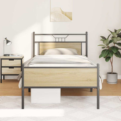 Bed Frame without Mattress Sonoma Oak 107x203 cm Engineered Wood
