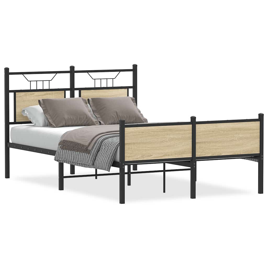 Bed Frame without Mattress Sonoma Oak 120x190 cm Small Double Engineered Wood