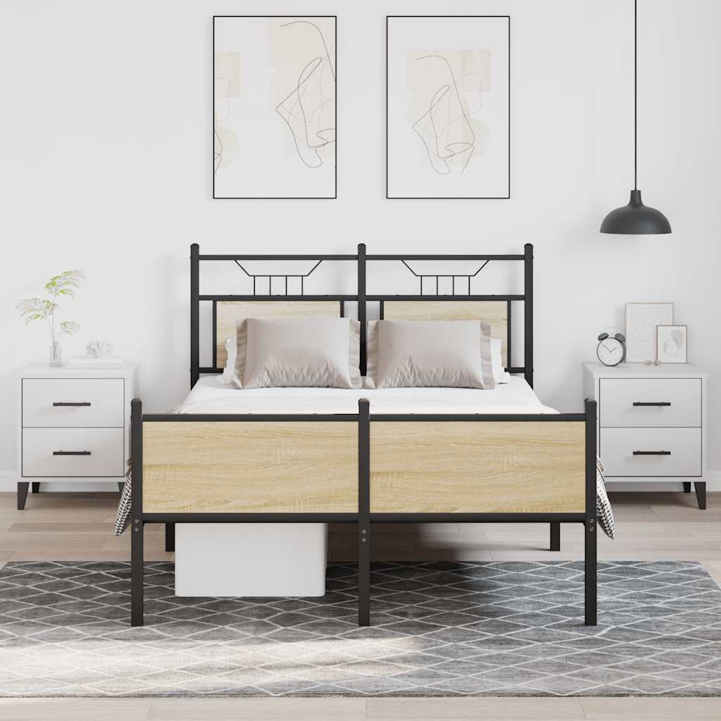 Bed Frame without Mattress Sonoma Oak 120x190 cm Small Double Engineered Wood