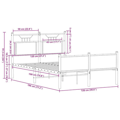 Bed Frame without Mattress Sonoma Oak 120x190 cm Small Double Engineered Wood