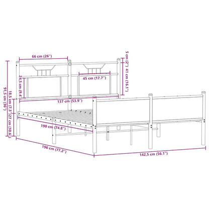 Bed Frame without Mattress Sonoma Oak 137x190 cm Engineered Wood