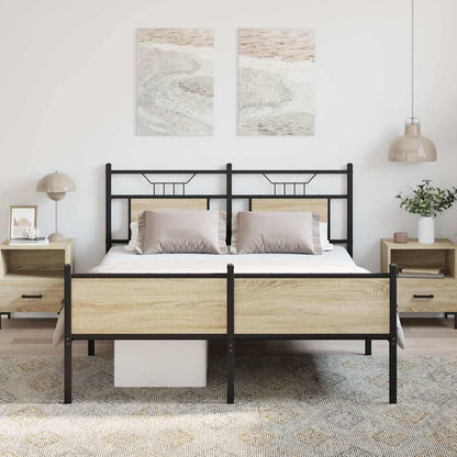 Bed Frame without Mattress Sonoma Oak 150x200 cm King Size Engineered Wood