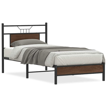 Bed Frame without Mattress Brown Oak 75x190 cm Small Single Engineered Wood