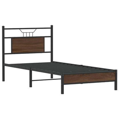 Bed Frame without Mattress Brown Oak 75x190 cm Small Single Engineered Wood