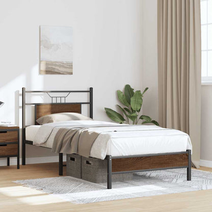 Bed Frame without Mattress Brown Oak 75x190 cm Small Single Engineered Wood