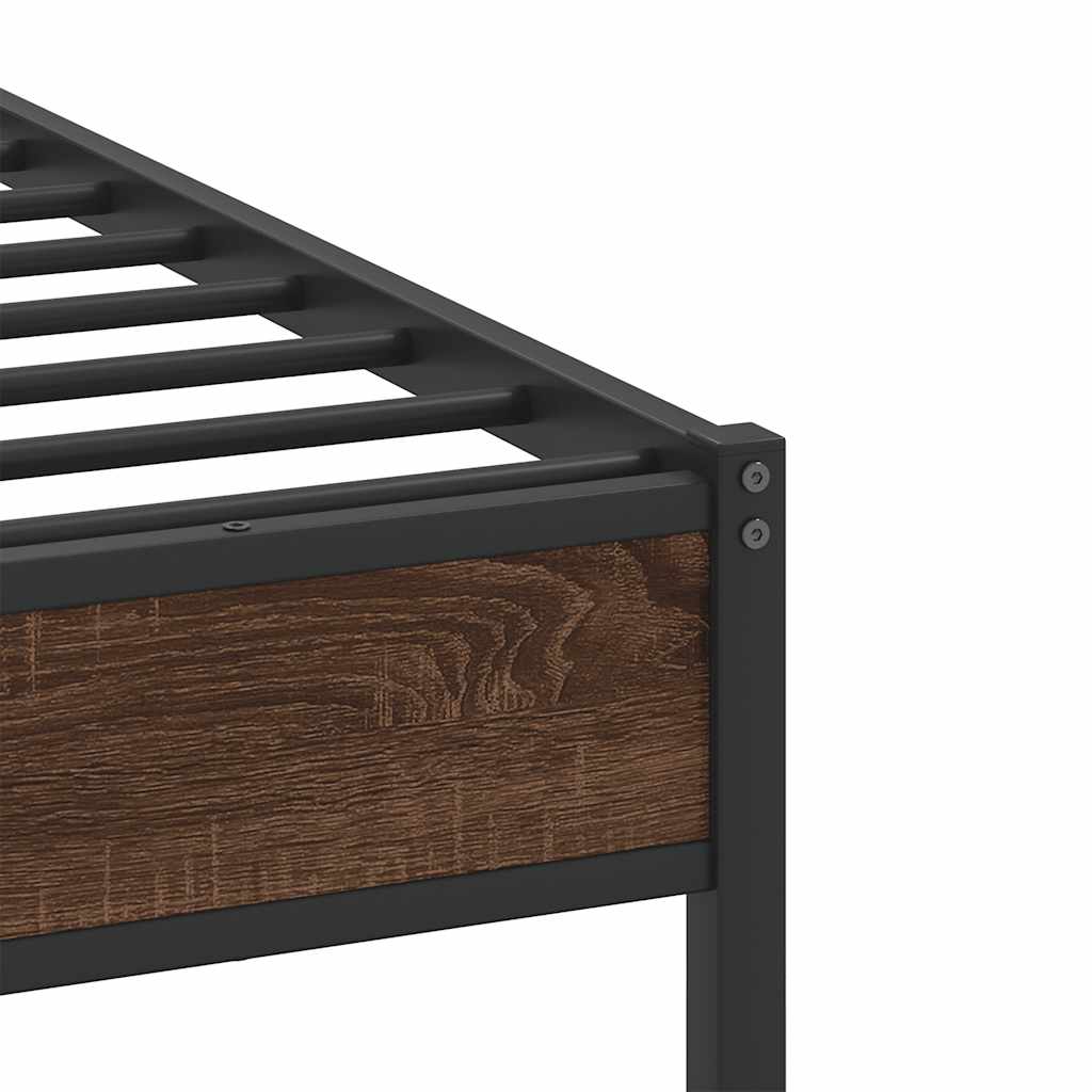 Bed Frame without Mattress Brown Oak 75x190 cm Small Single Engineered Wood