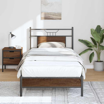 Bed Frame without Mattress Brown Oak 80x200 cm Engineered Wood