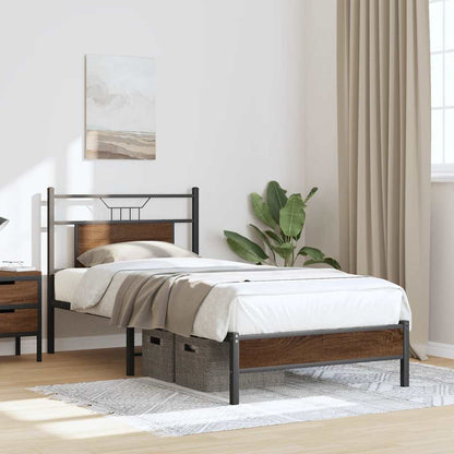 Bed Frame without Mattress Brown Oak 90x200 cm Engineered Wood