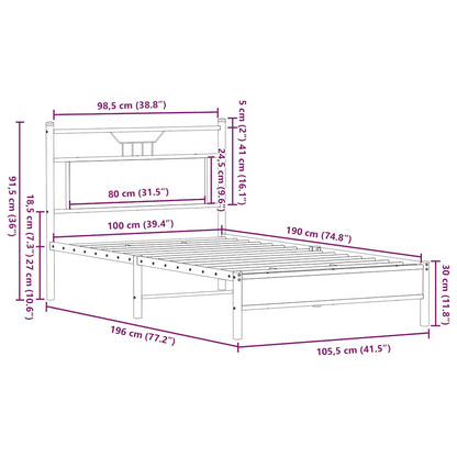 Bed Frame without Mattress Brown Oak 100x190 cm Engineered Wood