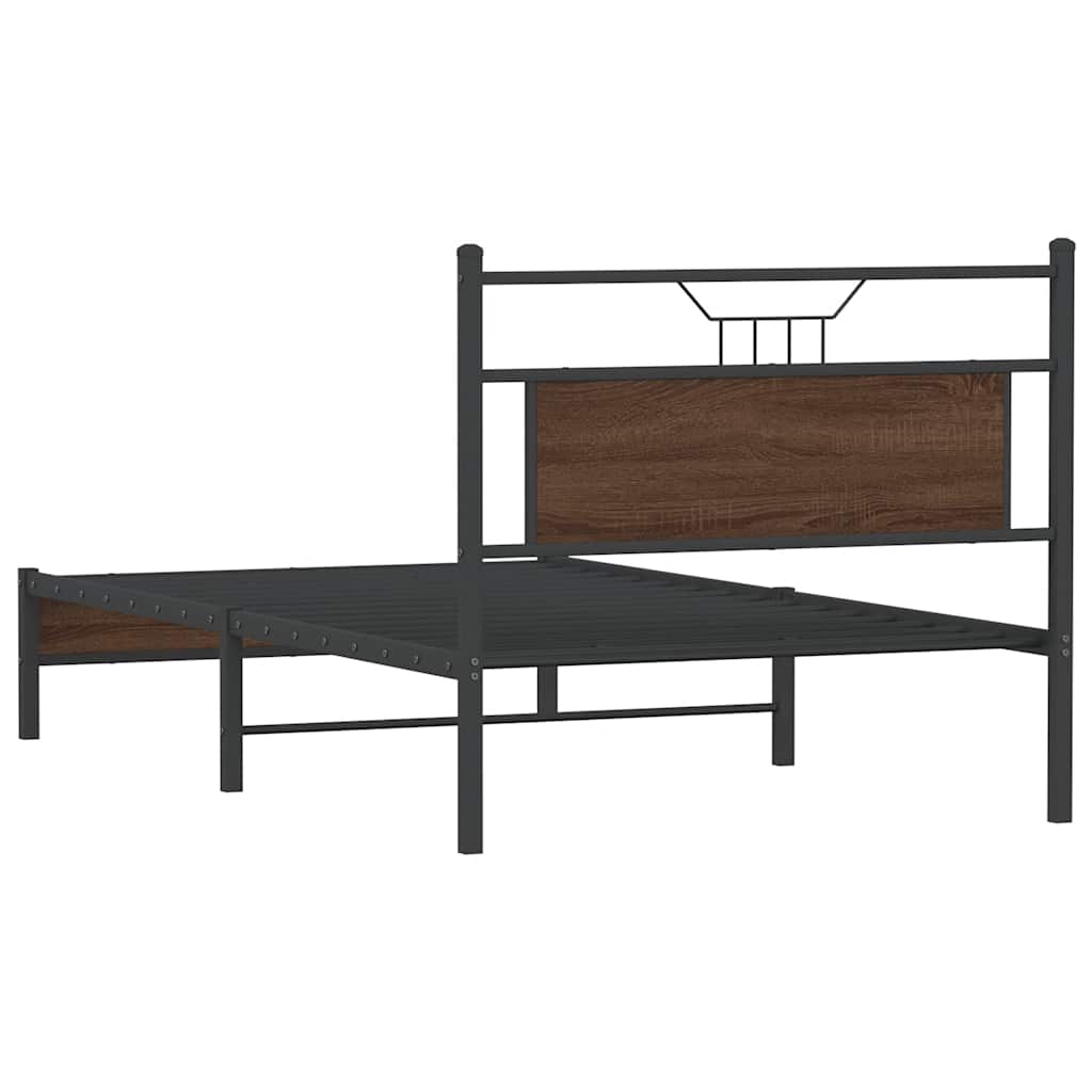 Bed Frame without Mattress Brown Oak 100x200 cm Engineered Wood