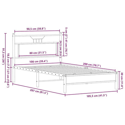 Bed Frame without Mattress Brown Oak 100x200 cm Engineered Wood