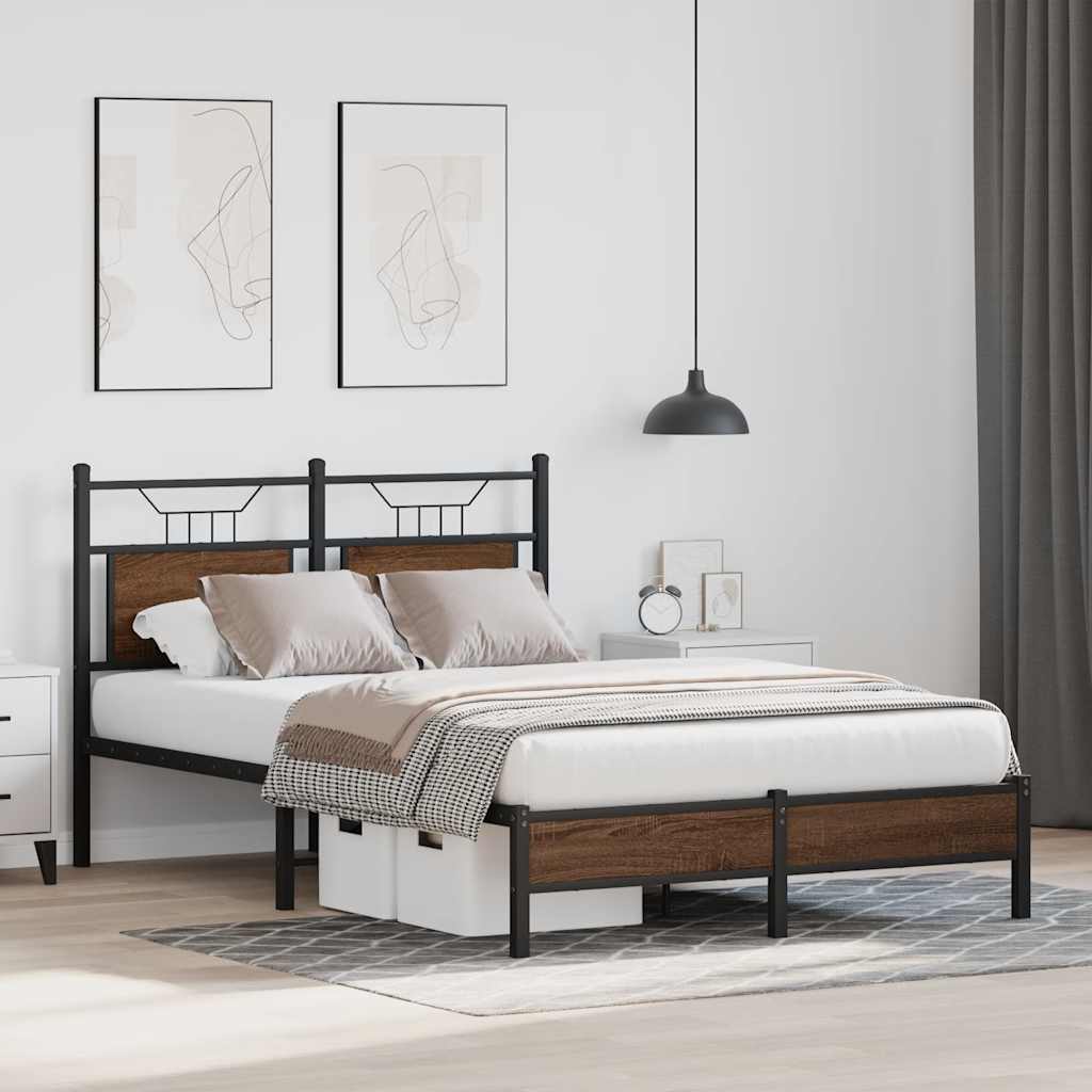 Bed Frame without Mattress Brown Oak 120x200 cm Engineered Wood