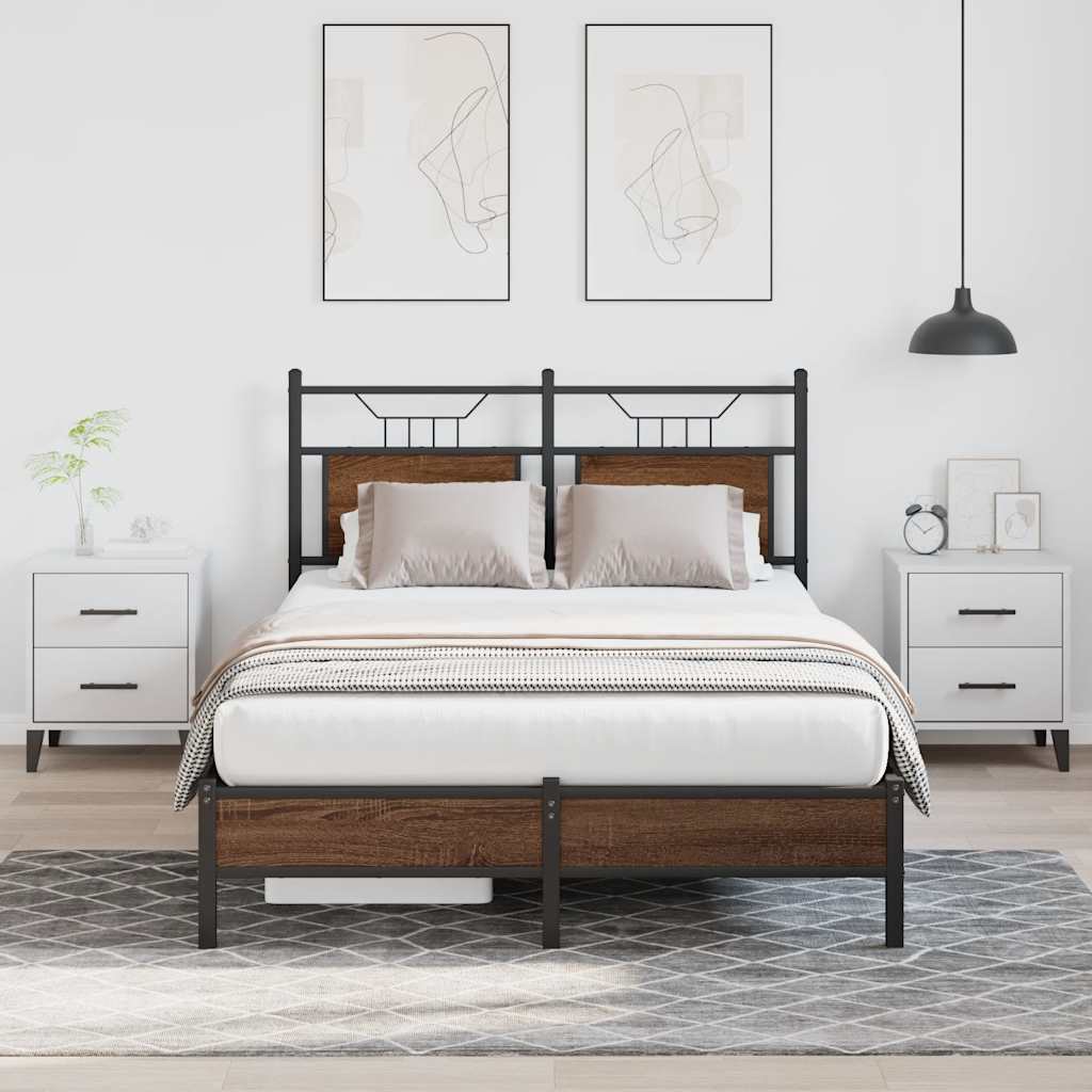 Bed Frame without Mattress Brown Oak 120x200 cm Engineered Wood