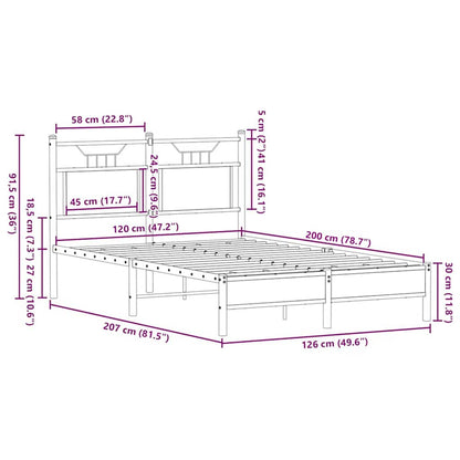 Bed Frame without Mattress Brown Oak 120x200 cm Engineered Wood