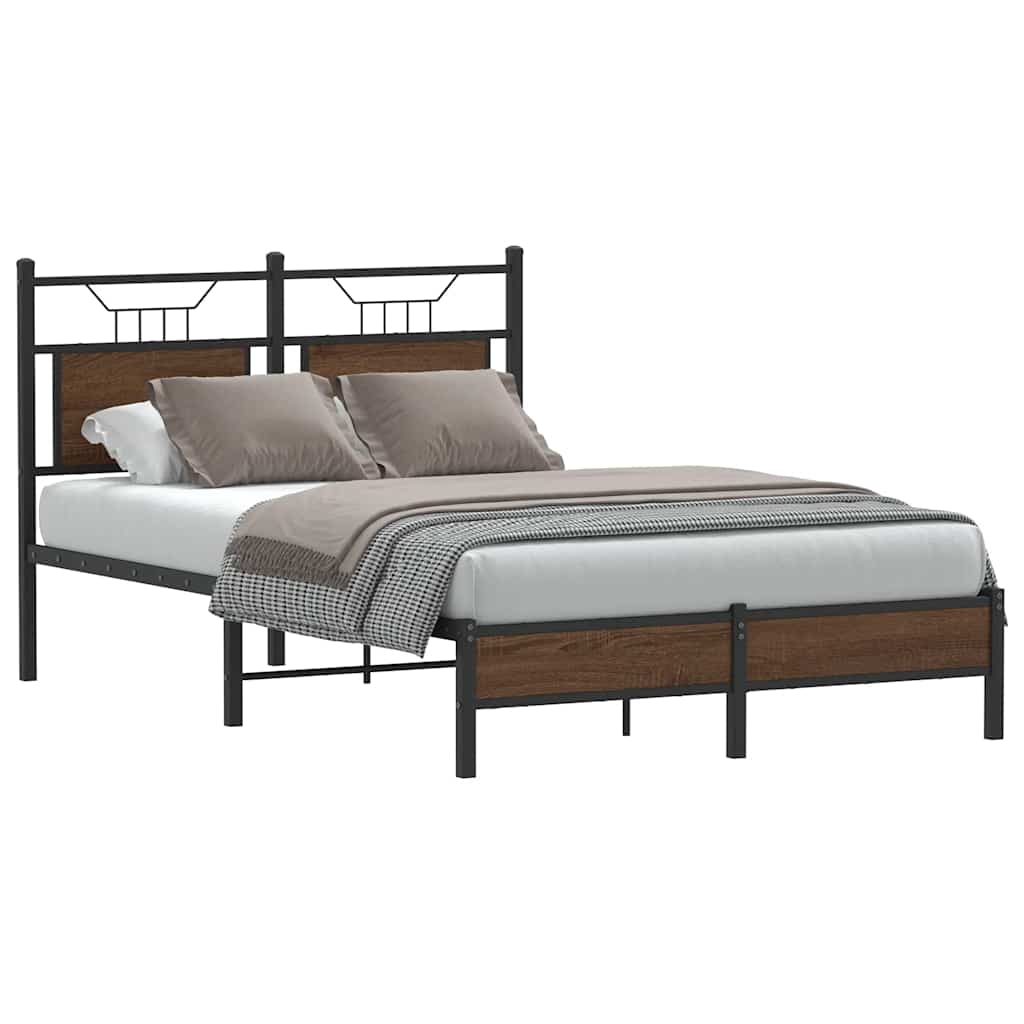 Bed Frame without Mattress Brown Oak 120x200 cm Engineered Wood